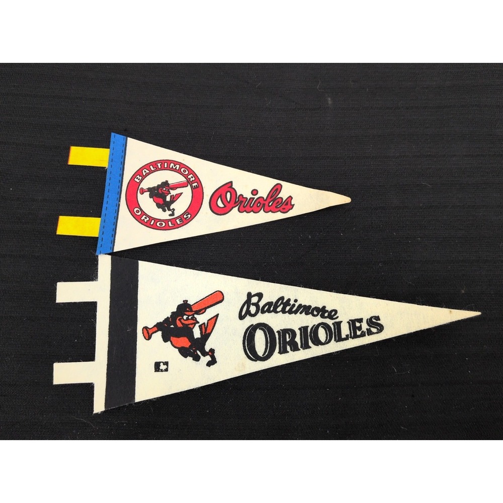 Baltimore Orioles Mini Pennant VTG 4"x9"   3.5"X7" MLB Collectible Flag 60s 70s